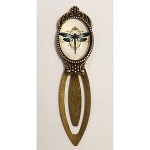 Antique-style Bronze Colored Dragonfly Bookmark ~3.2"